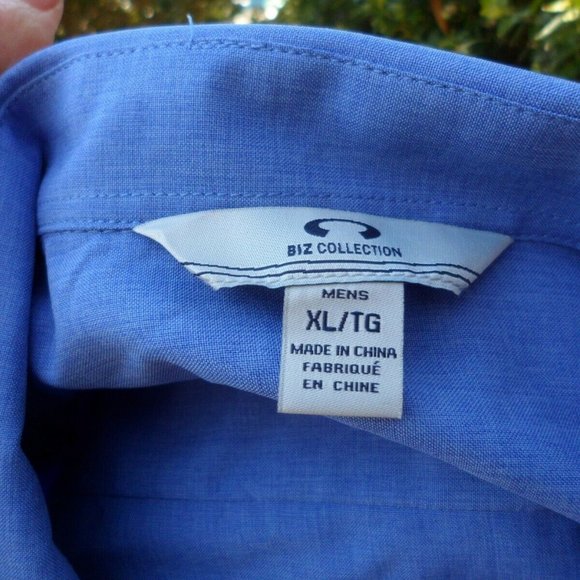Men's XL Shirt Alpine Aerotech Blue Short Sleeve Dress Biz Collection Vintage - Picture 8 of 8